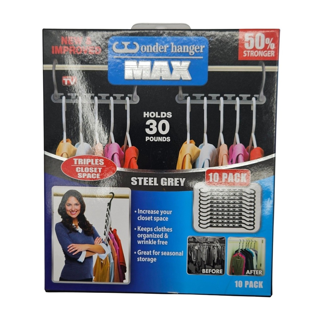 Wonder Hanger Max‎ Steel Grey Closet Organizer 10 Pack Triples Closet Space